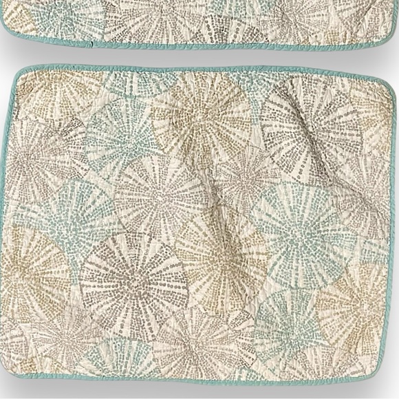 Pillow Shams Queen Set of 2 Tie closure Nicole Miller Aqua/Taupe/Grey Print - Picture 4 of 11